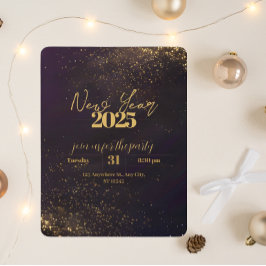 Lila Black Ombré Golden Glitzern Luxus Neujahr Einladung