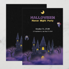 Lila Black Playful Fun Halloween 5" x 7" Einladung