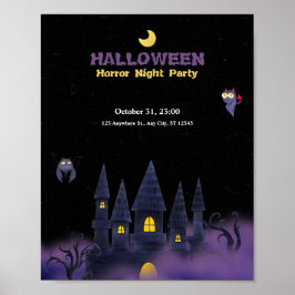 Lila Black Playful Fun Halloween Begrüßungspposter Poster