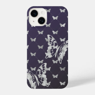 Lila Black Silver Butterflies iPhone 14 Hüllen iPhone 14 Hülle