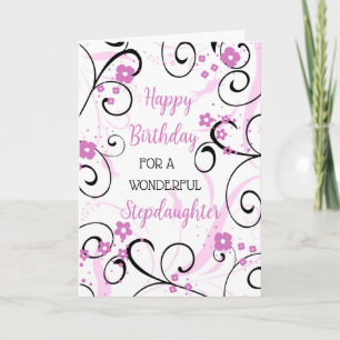 Lila Black Wirbel Steptochter Birthday Karte