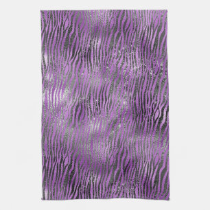 Lila Black Zebra Print Geschirrtuch