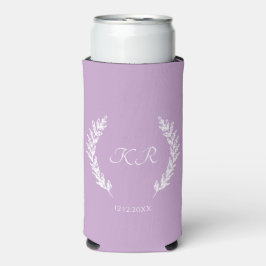 Lila Bläschen-Minimal-Monogramm-Hochzeit Selters Dosenkühler