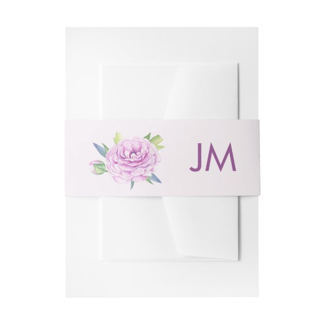 Lila BläserFrühjahrssonne Ranunculus Monogram Einladungsbanderole (Vorderseite Beispiel)