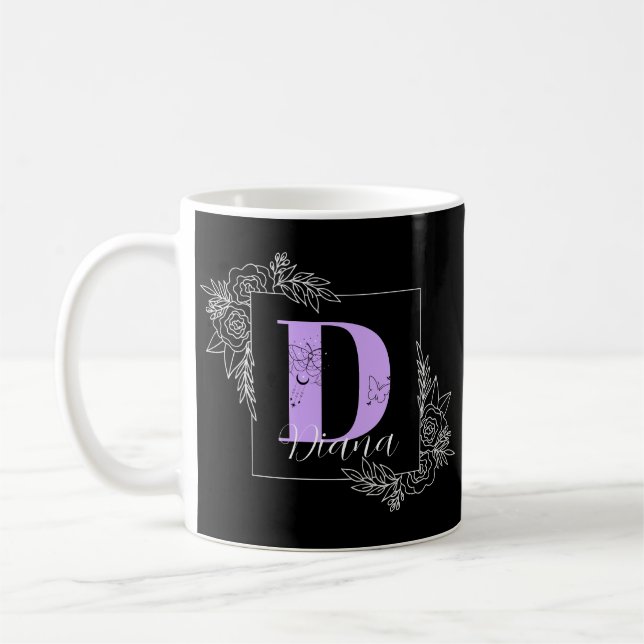 Lila Bläsernschmetterlingsmarine - Letter D Kaffeetasse (Links)