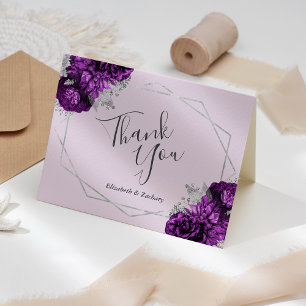 Lila Bläsersilber Lilac Geometrische Hochzeit Dankeskarte