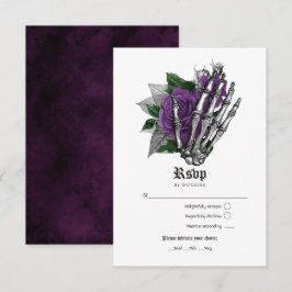 Lila Bläserskelettkundgebung Gothic Wedding RSVP Karte