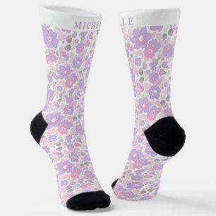 Lila, blass-farbige Blume Socken