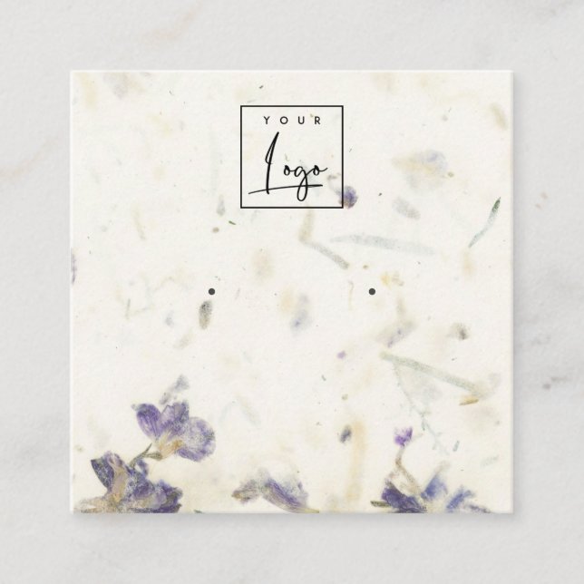 Lila Blatt mit Handarbeit Quadratische Visitenkarte (Vorderseite)