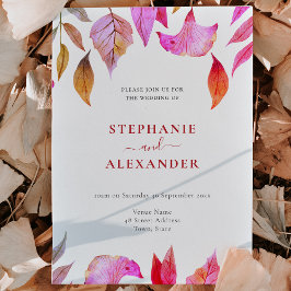 Lila Blätter Einladung zur Hochzeit von QR-Code