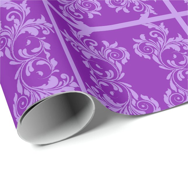 Lila Blätter Geschenkpapier (Rolleneckpunkt)