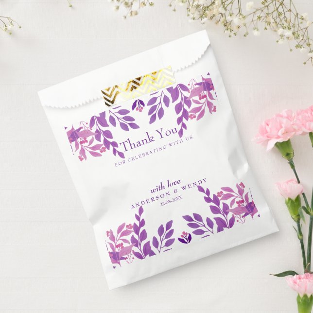 Lila Blätter Hochzeitthema Geschenktütchen (Versiegelt)