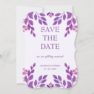 Lila Blätter Hochzeitthema Save The Date