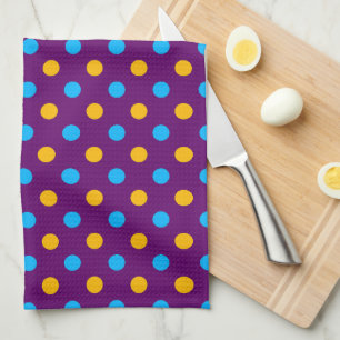 Lila Blau Gelb Punkte Design Geschirrtuch