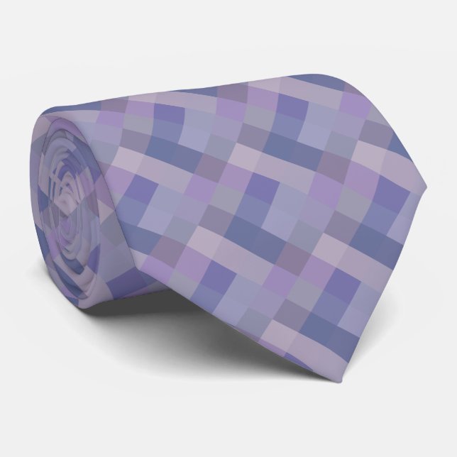Lila Blau Geometrisches Muster Krawatte (Gerollt)