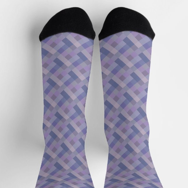 Lila Blau Geometrisches Muster Socken (Oben)
