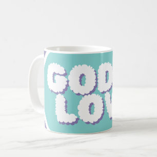 Lila & blau "Gott ist Liebe" Christliches Zitat Kaffeetasse