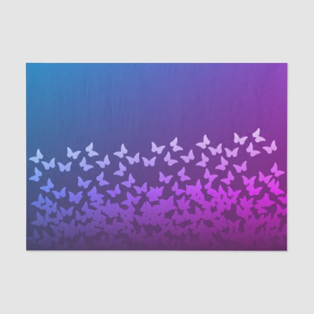 Lila, blau, Graphitfarbschmetterlingsmuster Seidenpapier (Vorderseite)