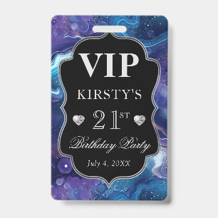 Lila Blau Himmelsglitter Achat Geburtstag VIP Ausweis