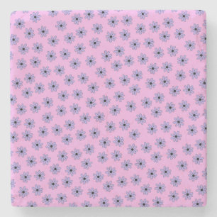 Lila Blau Hippie Blumenmuster im Preppy-Stil Steinuntersetzer
