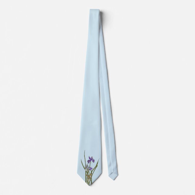 Lila & blau Iris Wasserfarbenhochzeit Krawatte (Vorderseite)