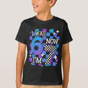 Lila blau kariert war 6 7 67 Geburtstag Mädchen Ju T-Shirt