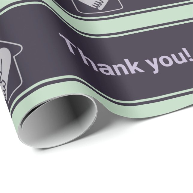 Lila & blau - Kundenlogo & Vielen Dank für Ihr Int Geschenkpapier (Rolleneckpunkt)
