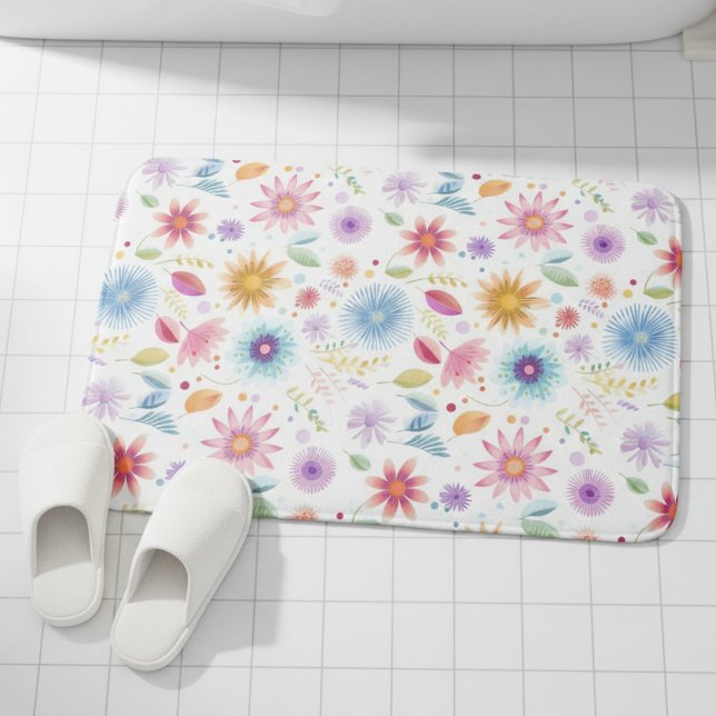 Lila Blau Rosa Boho Wildblume Badematte (Von Creator hochgeladen)