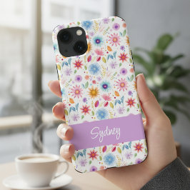 Lila Blau Rosa Boho Wildblume Personalisiert  Case-Mate iPhone Hülle