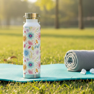 Lila Blau Rosa Boho Wildblume Trinkflasche