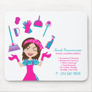Lila Blau Rosa Cartoon-Haus Mousepad