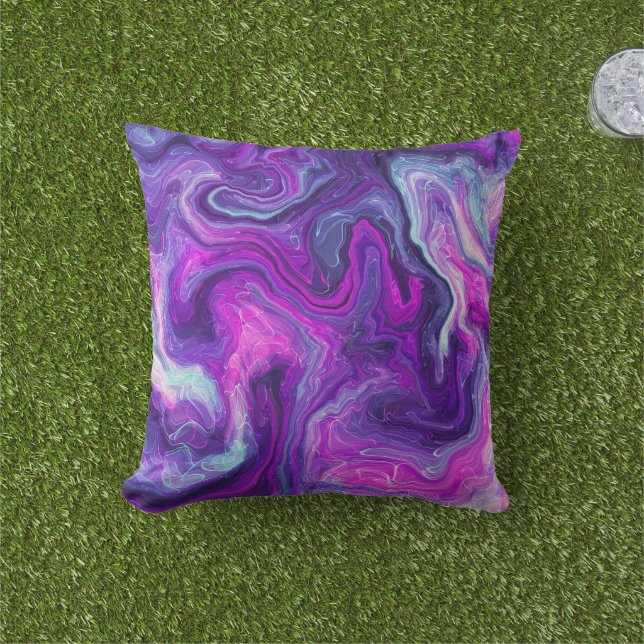 Lila, blau, rosa Marmorflüssigkeit Kunst Kissen (Golfball-Marker)