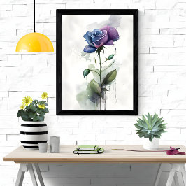 Lila & blau Rose Botanische Wasserfarben Kunst, Di Poster