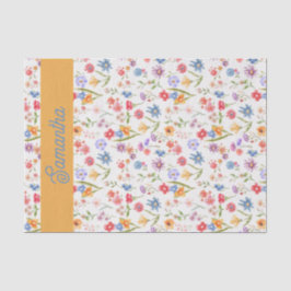 Lila Blau Rote Wildblumen-Wasserfarbe Seidenpapier
