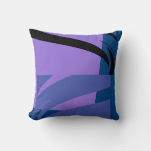 Lila Blau Schwarz Retro Abstrakte Kunst Kissen