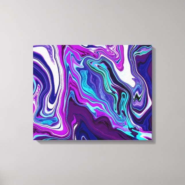 Lila, blau und Aquamarin Abstrakt Moderne Kunst Leinwanddruck (Vorderseite)