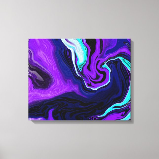 Lila, blau und Aquamarin Abstrakt Moderne Kunst Leinwanddruck (Vorderseite)