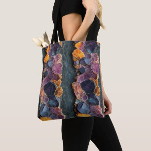 Lila, Blau und Bernstein Felsmuster Tasche