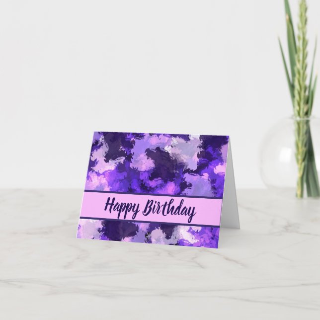 Lila Blau und Coole Abstrakte Formen Happy Geburts Karte (Vorderseite)