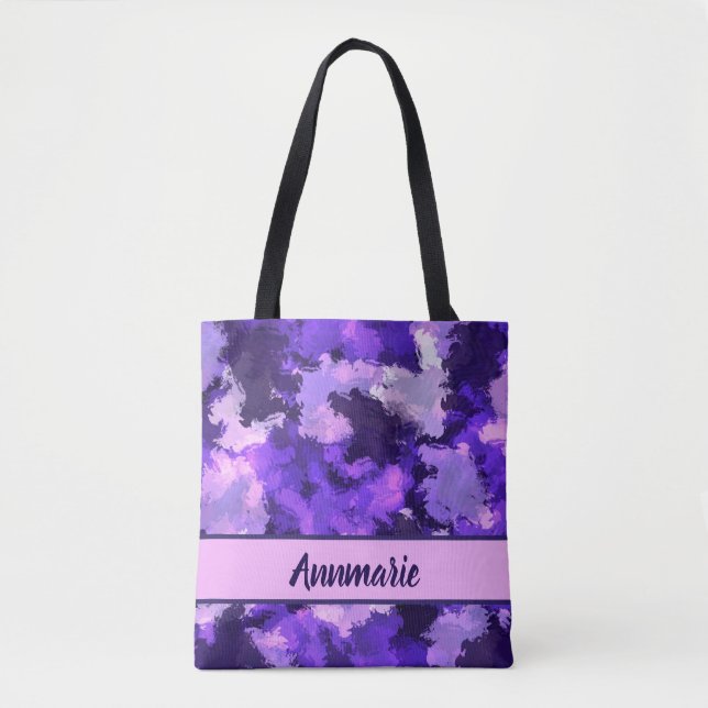 Lila Blau und Coole Abstrakte Formen Muster Tasche (Vorderseite)