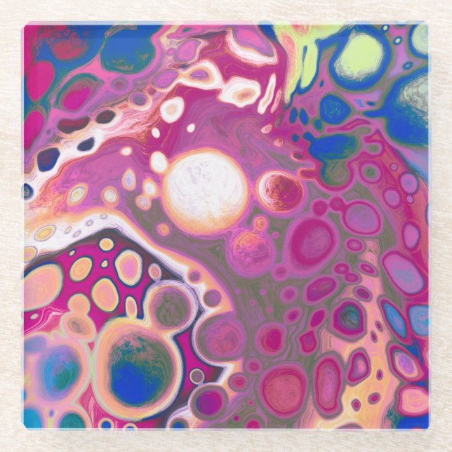 Lila, blau und rosa Digitale Moderne Abstrakt Glasuntersetzer (Vorderseite)