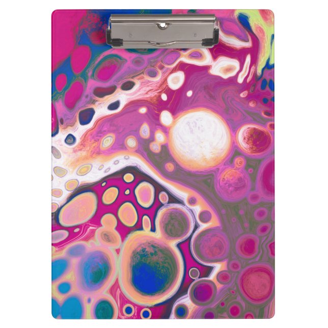 Lila, blau und rosa Digitale Moderne Abstrakt Klemmbrett (Vorderseite)