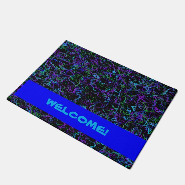 Lila, blau und schwarz fußmatte (Schrägansicht)