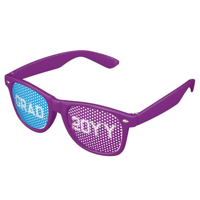 Lila Blau und Weiß Grad 2016 Textdesign Sonnenbrille (Schrägansicht)