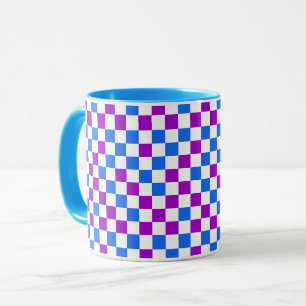 Lila Blau Und Weiß Kariertes Muster Tasse