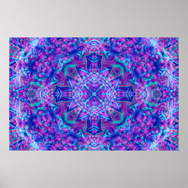 Lila & Blau Vintages Fraktal Kaleidoskop Poster