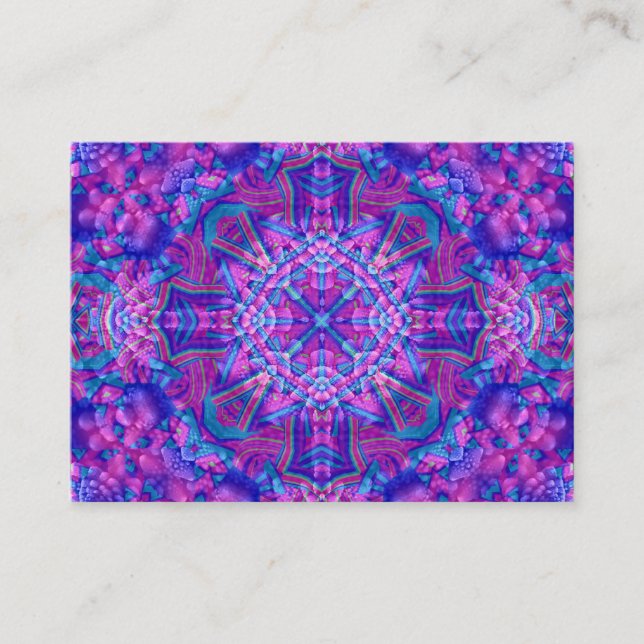 Lila & Blau Vintages Fraktal Kaleidoskop Visitenkarte (Vorderseite)