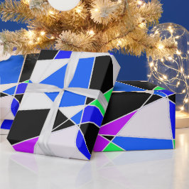 Lila blau weißes Dreieck abstrakt  Geschenkpapier