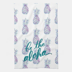 Lila Blaue Ananas Aloha Küchenhandtuch Geschirrtuch