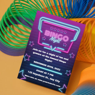 Lila Blaue Bingo-Nacht-Party-Einladung Einladung